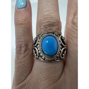 Designer Samuel B. Sterling Silver Sleeping Beauty Turquoise Ring Band Chunky 7